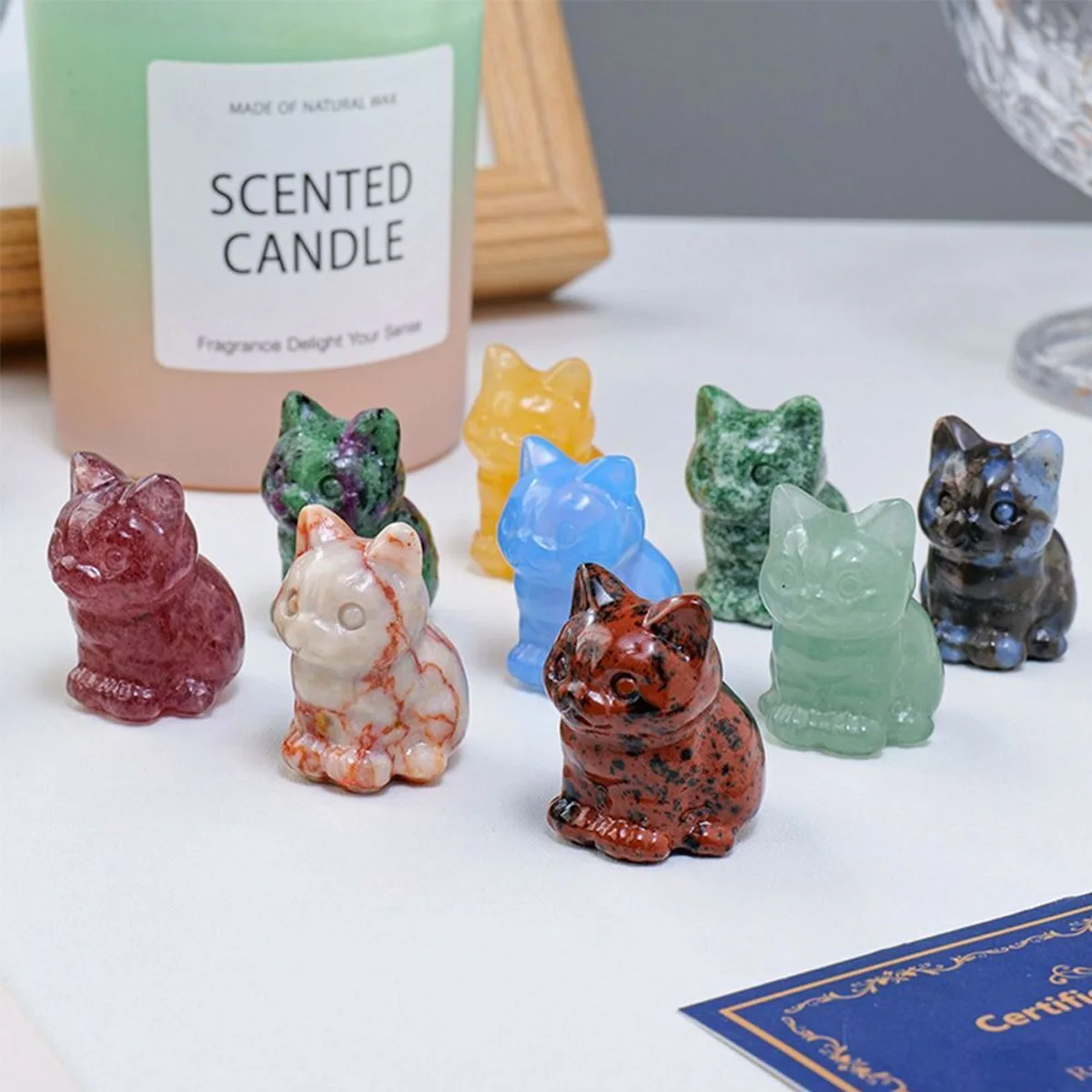 天然クリスタル猫の装飾品手彫り子猫クリスタルオリジナル石宝石 DIY 動物工芸品アートワーク