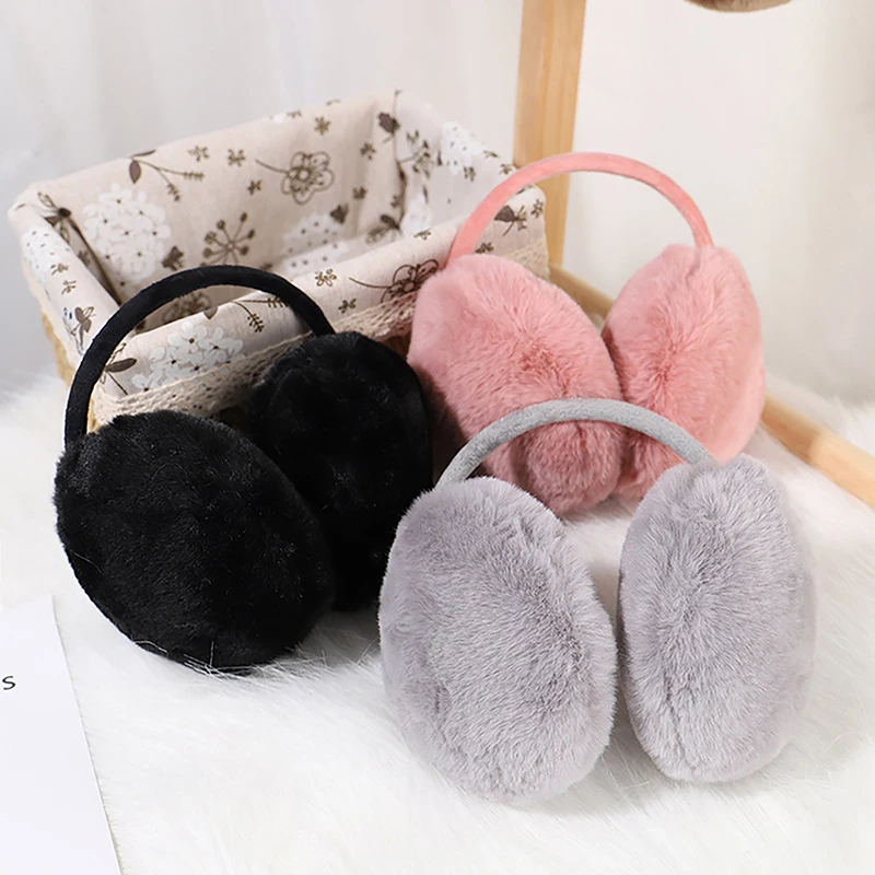 Orejeras plegables portátiles para exteriores, orejeras cálidas de felpa suave, Color sólido, protección contra el frío, calentador de oídos, moda de invierno