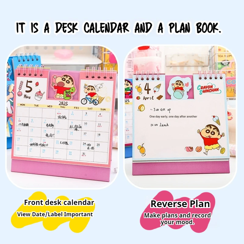 Crayon Shin Chan 2025 Concave Convex Desk Calendar New Cartoon Cute Desktop Crayon Shin Chan Calendar Cartoon Ornament Plan Book