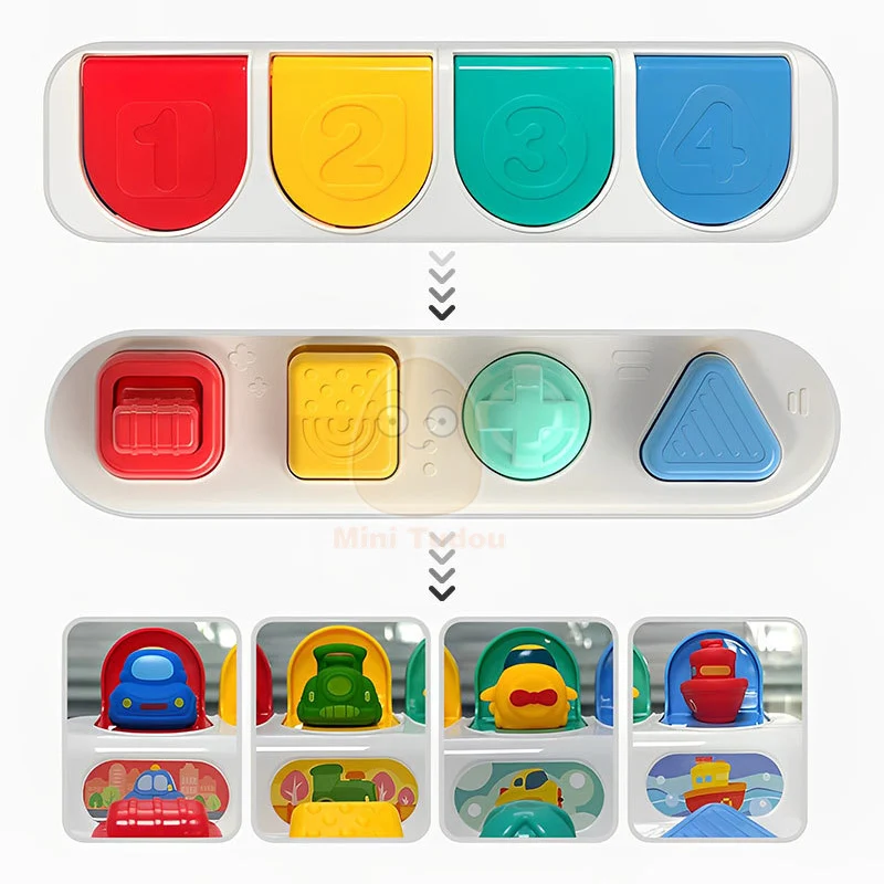 เด็ก Pop Up ของเล่น Montessori Fine Motor Skill การฝึกอบรมกดดึงคลิกสัตว์รถปุ่มของเล่นเพื่อการศึกษาสําหรับ 13 24 เดือนทารก