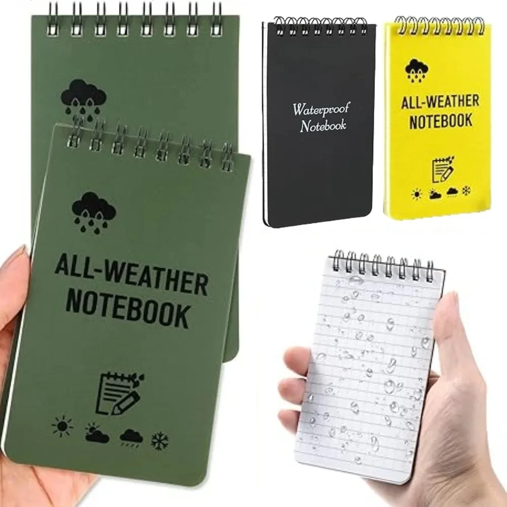 Bloc-notes de poche tactiques imperméables pour tous les temps, avec Pages lignées, Mini bloc-notes en spirale