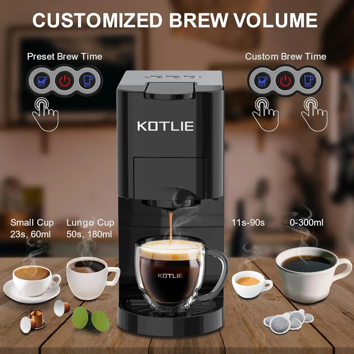 AC-513K 4 en 1 Kapsel Kaffeemaschine Dokument NES/DG/Mischkaffee/ESE Pads (44 mm), 19 Bar, 1450 W, 800 ml