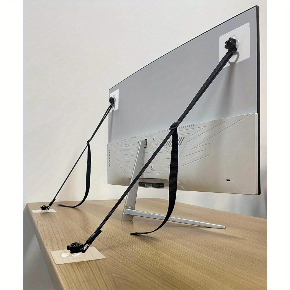 2er-Pack verstellbare TV-Sicherheitsgurte, selbstklebende Anti-Kipp-Möbelankern ohne Bohren für die Babysicherung, flache Bildschirme zur Wandmontage