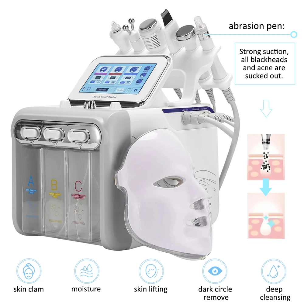 New 7 in 1 Hydro Dermabrasion Facial Machine Water Oxygen Hydrogen Deep Cleansing Auqa Peeling Bio Lifting Blackhead Remove Tool