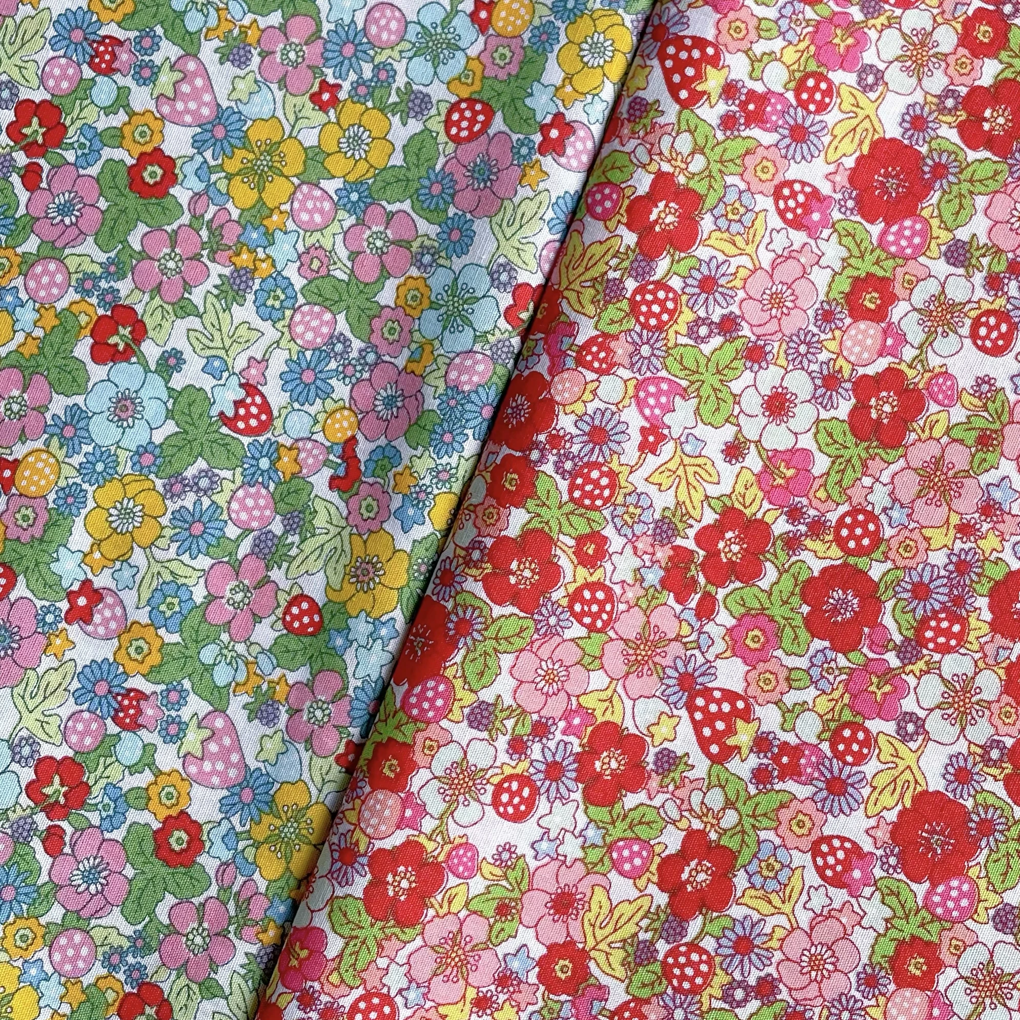 Tecido de morango liberdade com impressão digital, Design original para pano de costura e vestidos, saia e crianças, Fruit Grove, 100% algodão, 40S