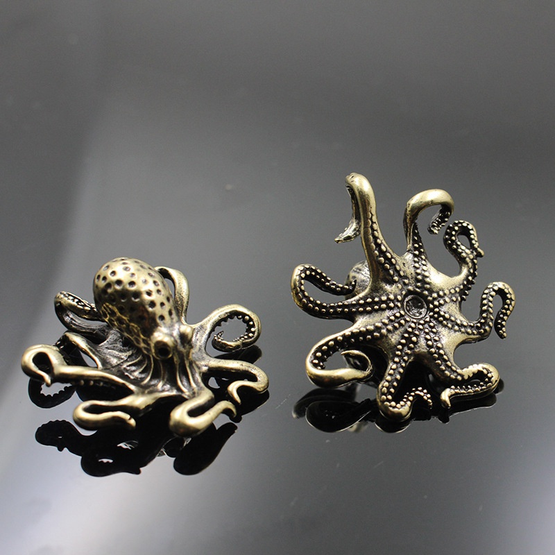 Brass Octopus Home Decoration, Cobre antigo, Estatuetas de animais, Miniaturas, Acessórios de mesa, Mesa criativa, Tea Pets