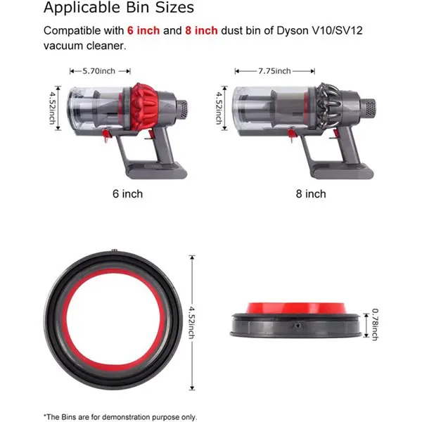 Cho Dyson V12 SV20 V10 V11 SV14 V15 Hút Bụi Bin Top Lọc Kín Vòng Bụi Thay Thế Xô Bụi dự Phòng Một Phần