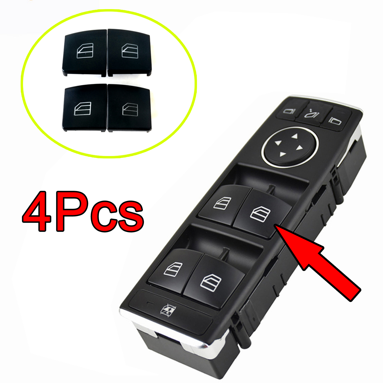 For Mercedes-Benz E-Class E200 A-Class B-Class W204 C-Class W212 W242 W246 W166 W176 W204 4Pcs Car Power Window Switch Cover Cap