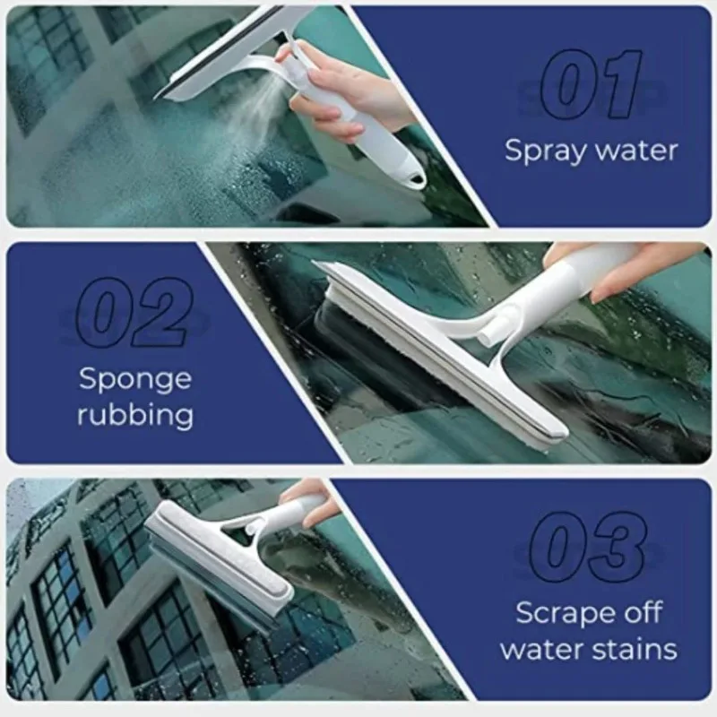 Raspador de coche 3 en 1, limpiaparabrisas de limpieza de ventanas, cepillo de vidrio multifuncional, escobilla de goma de silicona para herramientas de limpieza del hogar y el coche