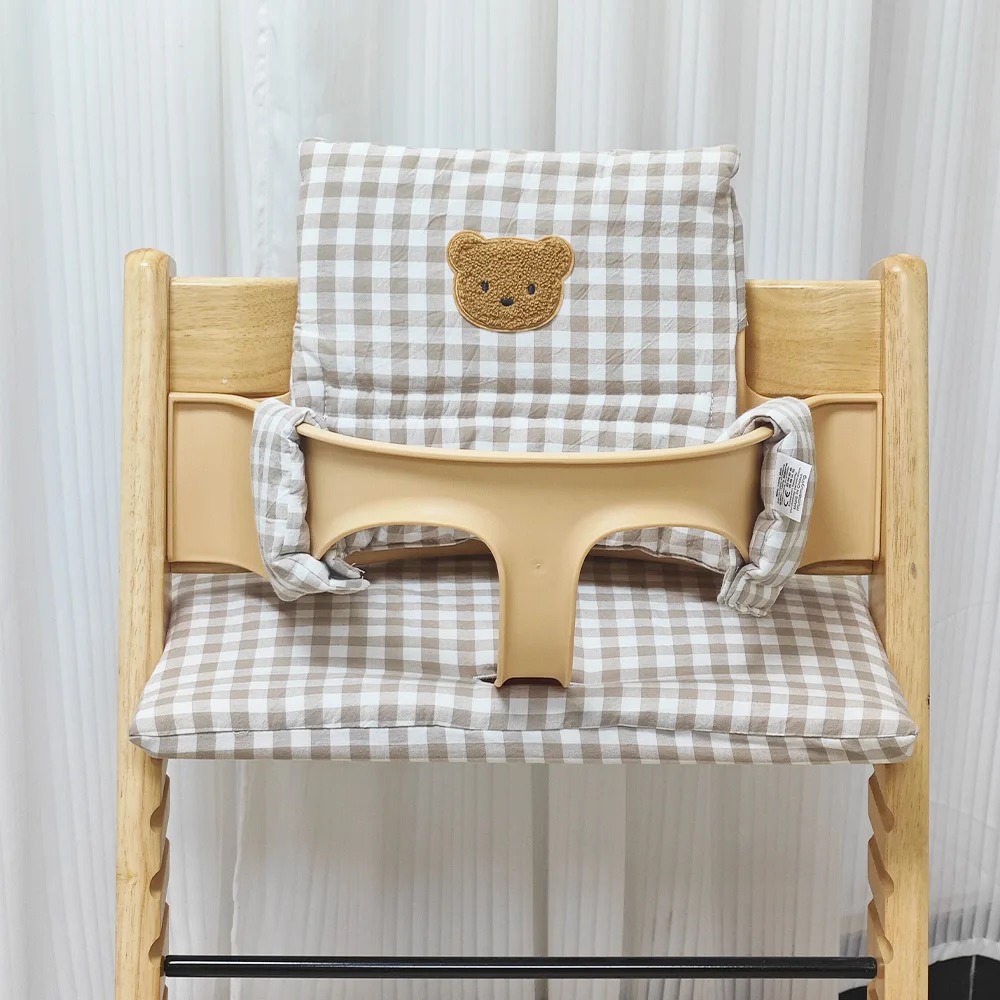 Almofada de assento macia para bebês, almofada de cadeira alta de bebê, almofada traseira de cadeira de urso de desenho animado e almofada de assento, acessórios de cadeira alta