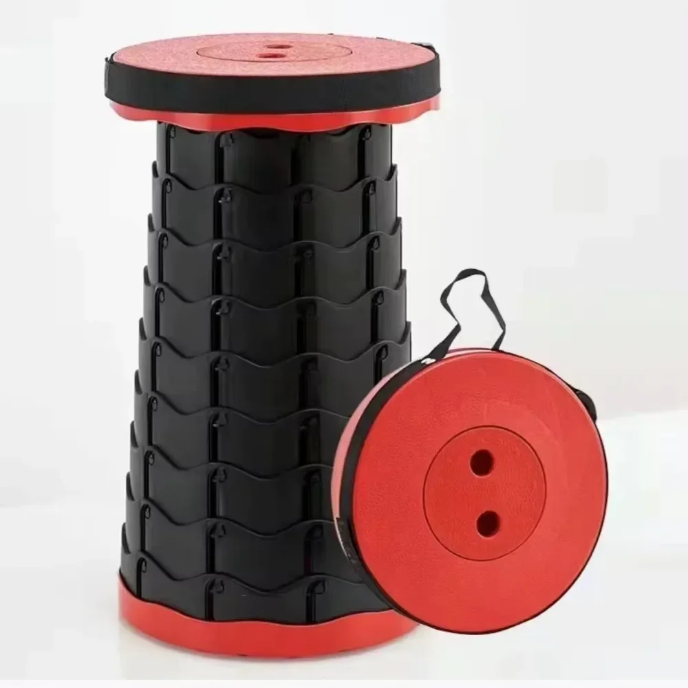 Taburete plegable de viaje al aire libre, taburete de pesca de plástico ajustable, taburete telescópico plegable, taburete de almacenamiento, taburete telescópico de arcoíris
