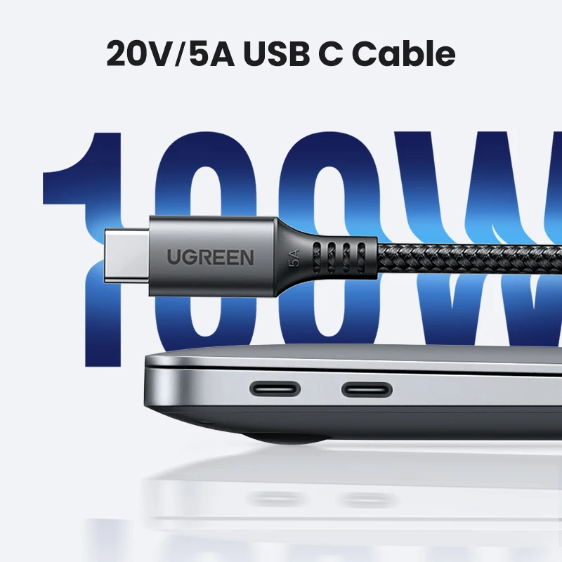 UGREEN-Cable USB tipo C de carga rápida, cargador de 100W para iPhone 15, 14, Macbook, Samsung S9, QC4.0