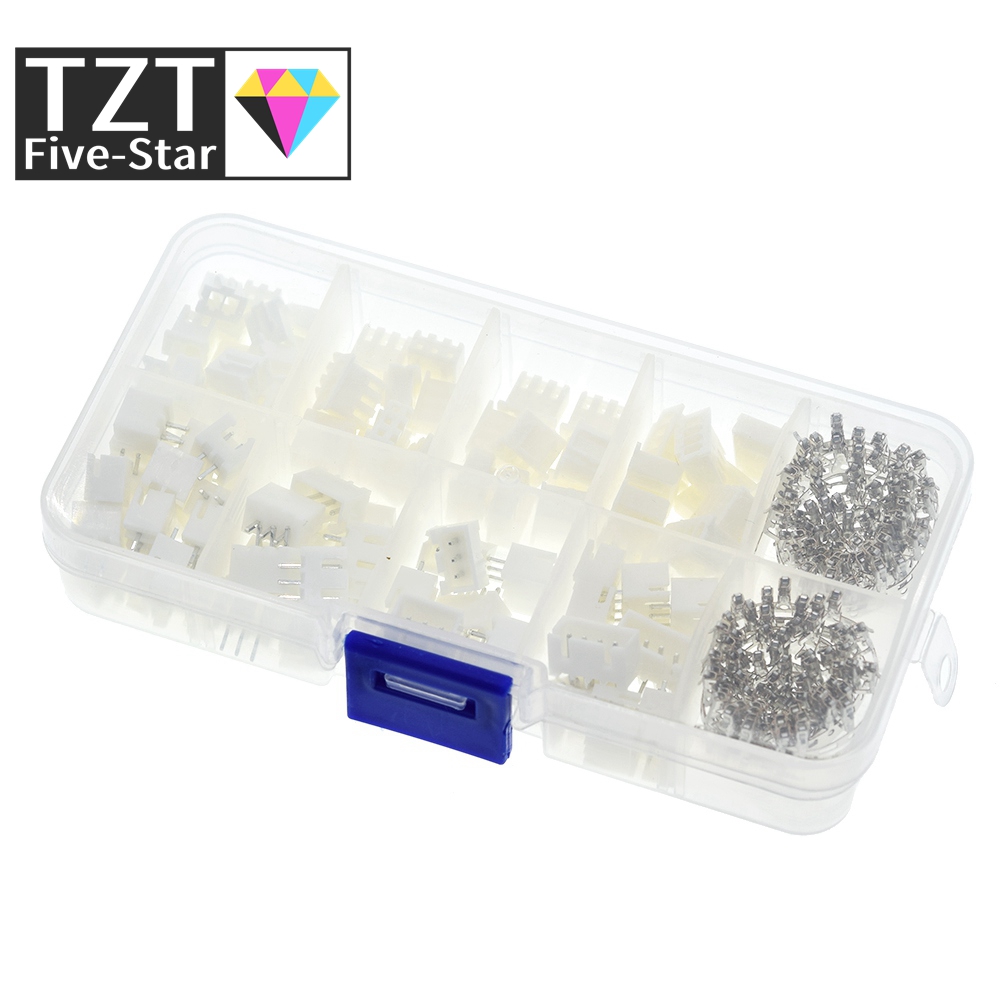 50 комплектов/коробка, 250 шт., 2,54 мм XH2,54, 2p, 3p, 4-контактный разъем + прямая игла + клеммная колодка, разъем, адаптер провода