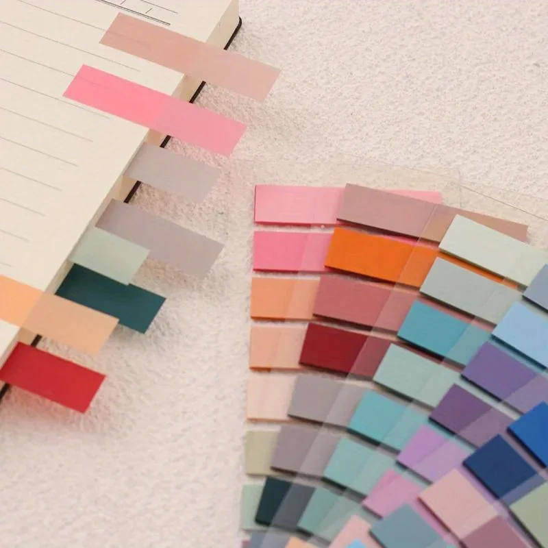 200PCS Indice Cool Note autoadesive Etichetta larga PET Cancelleria Decalcomanie Studenti Blocco note impermeabile Diario semplice Notebook di colore puro