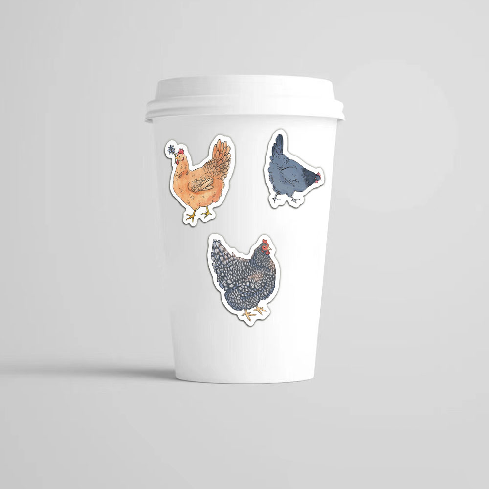 500PCS Creative Hen Roll Adhesive Tape, Animal Graffiti, Laptop Case, Desktop Water Cup Stickers