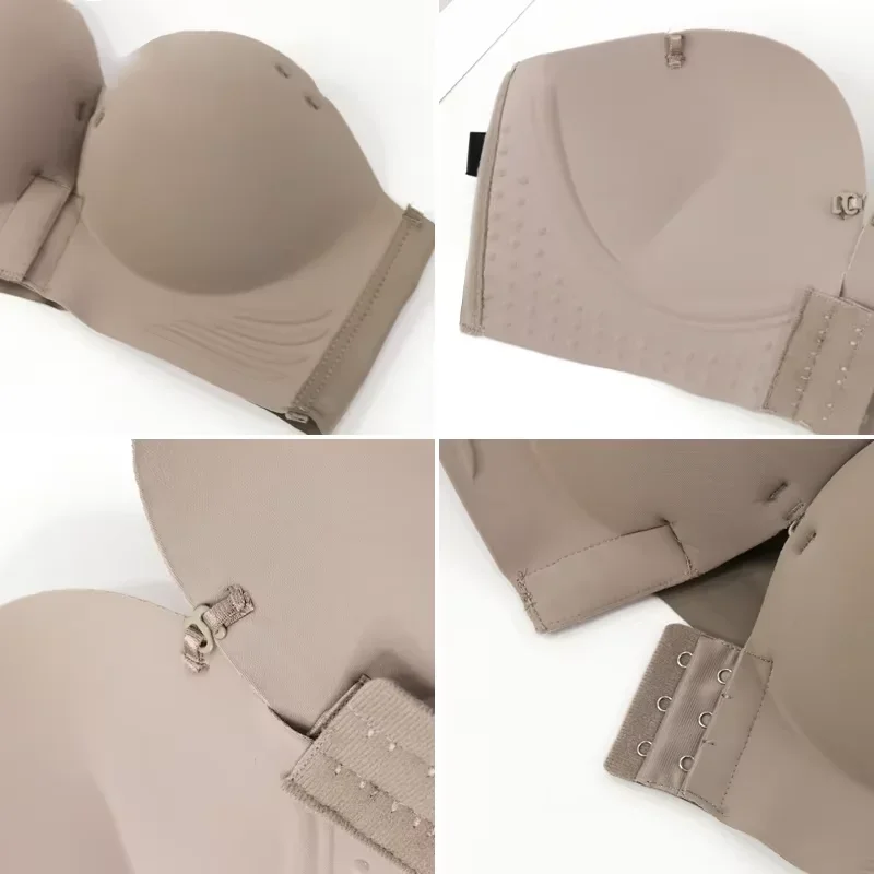 Finetoo nova roupa interior com fivela frontal conveniente anti flacidez sem alça de ombro sutiãs femininos sem anel de aço sem costura