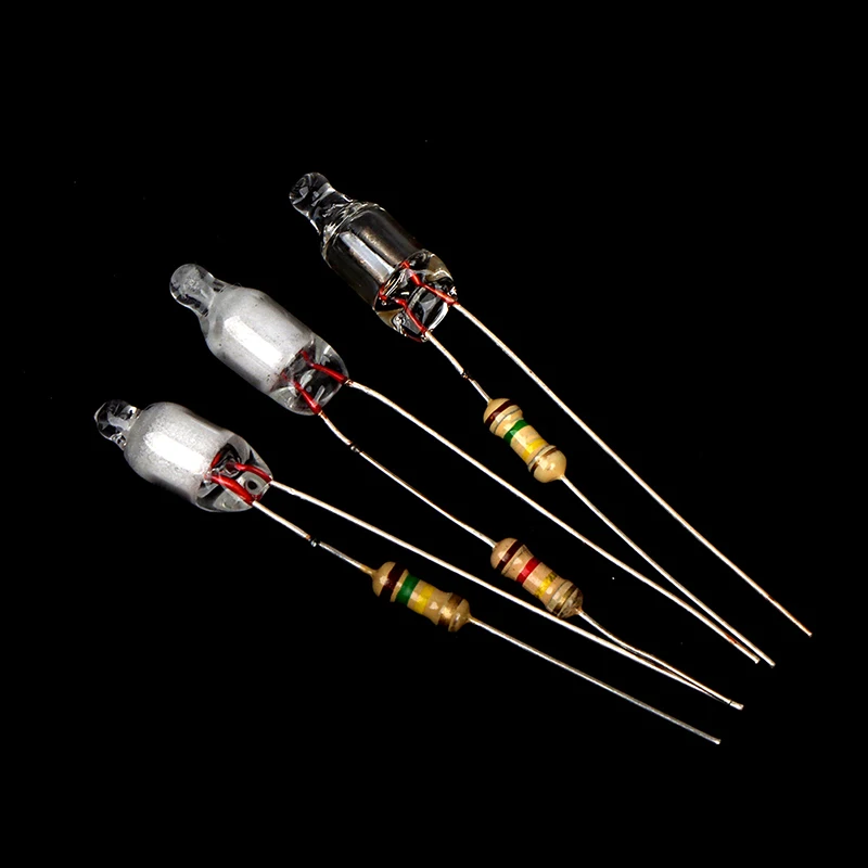抵抗付きネオンライト電球,220v,赤,青,緑,4x10mm, 5x13mm, 10個