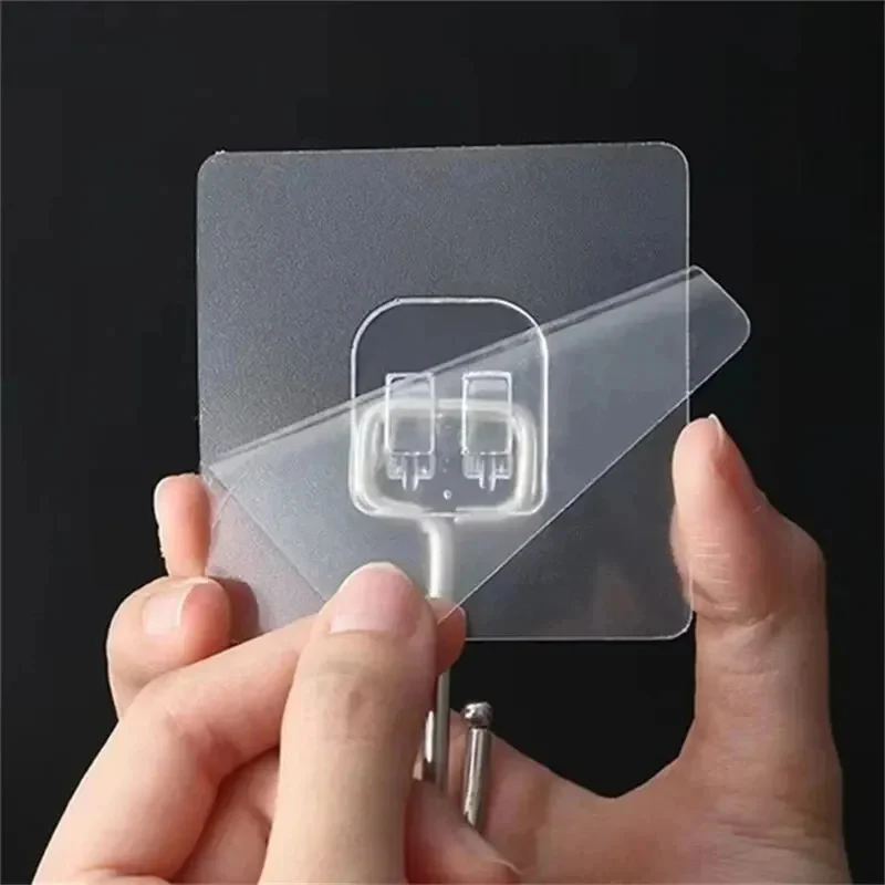 20/10PCS Hook Self-Adhesive PVC Stainless Steel Transparent Multi-Purpose Wall Holder Door Rack Kitchen Storage Organizer Home