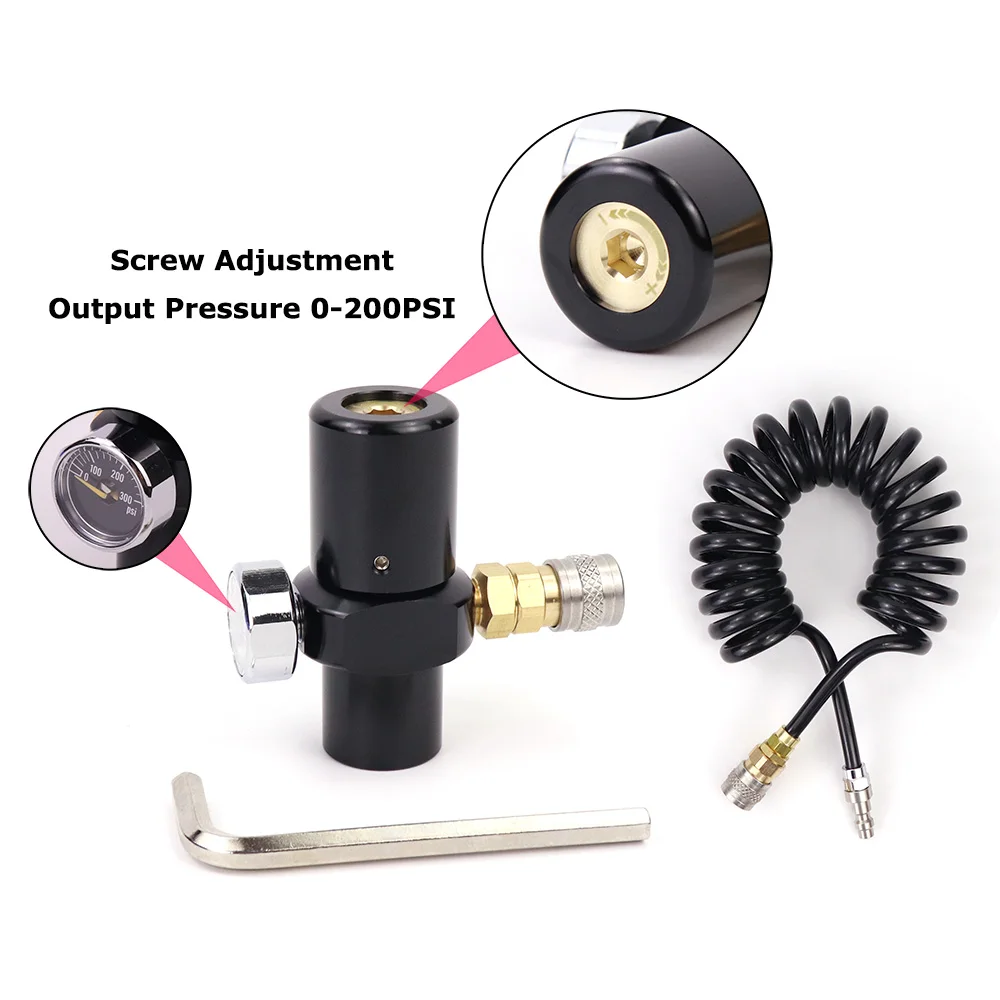 Regulador de baja presión HPA Micro regulador de CO2 presión de salida 0-200psi |   Con acoplador de buscador estadounidense calibre 300PSI