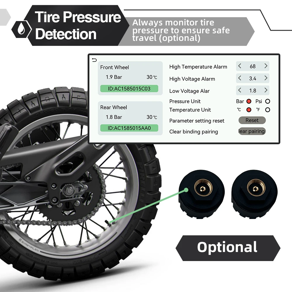 Monitor de navegación automática Android CarPlay para motocicleta de 6,5 pulgadas pantalla de presión de neumáticos pantalla IPS portátil impermeable AUX Bluetooth