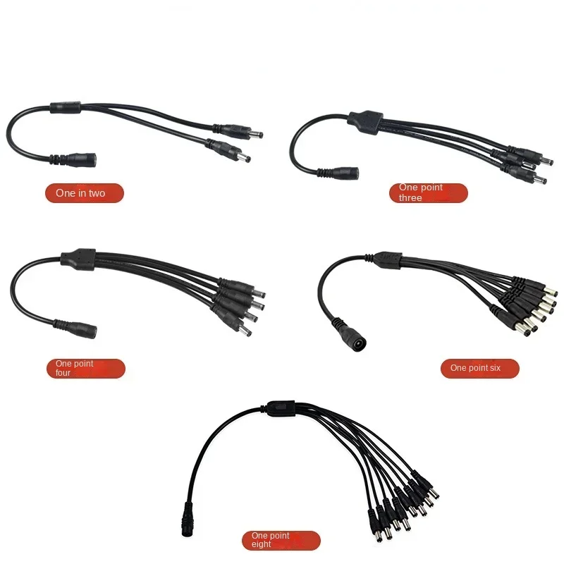 Plugue divisor de energia dc 12v, 1 fêmea para 2 3 4 5 6 8 macho, cabo cctv, acessórios cctv, adaptador de fonte de alimentação 2.1*5.5mm