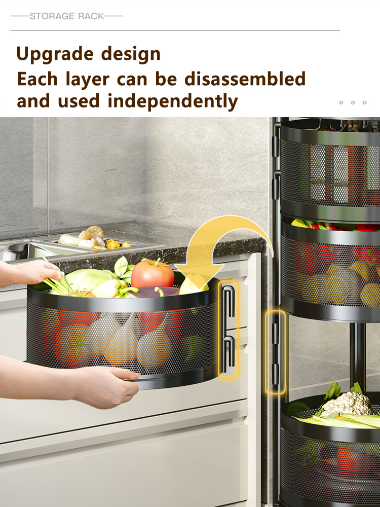 Detachable Rotating Storage Rack Kitchen Floor Multi-layer Shelf Multi-functional Living Room Snack Storage Rack Trolley Rack