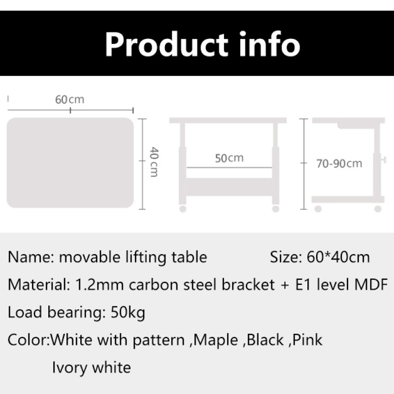 Household lifting computer desk Bed removable study table  bedside Portable writing table for lazy