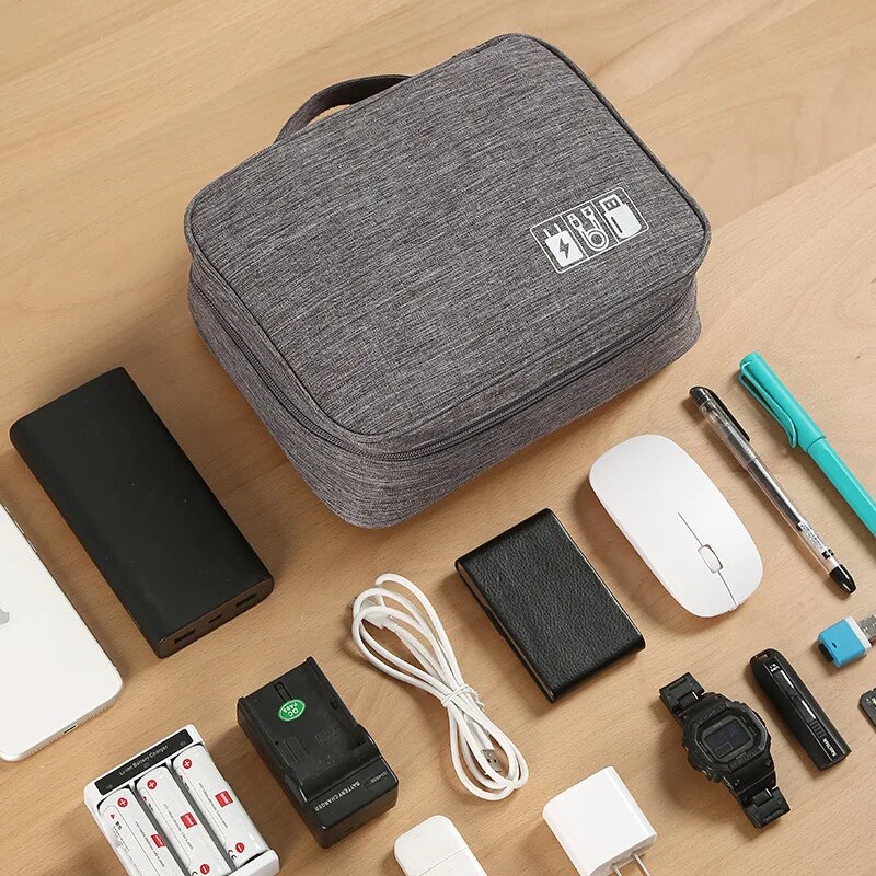 Bolsa de viagem separada digital multifuncional e de grande capacidade, cabo de dados móvel, banco de potência, bolsa de armazenamento USB