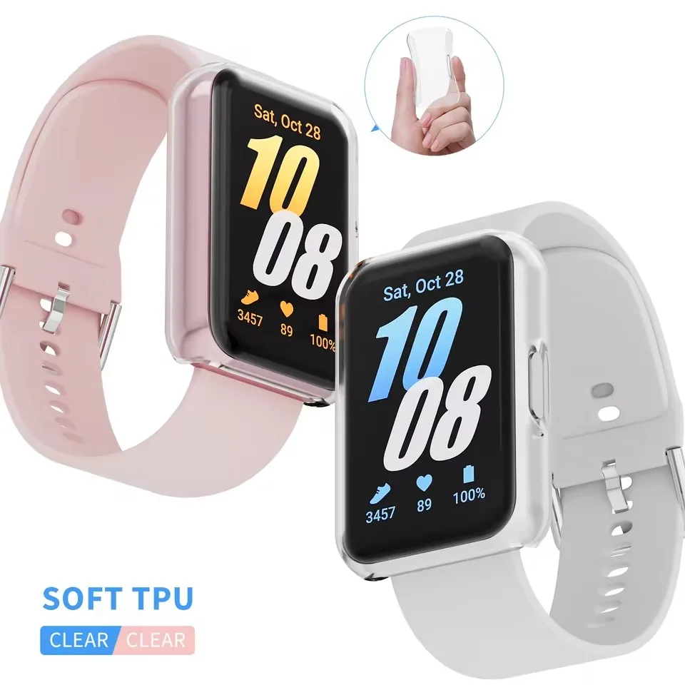 Funda completa para Samsung Galaxy Watch Fit 3, parachoques chapado en TPU suave, carcasa protectora completa para reloj