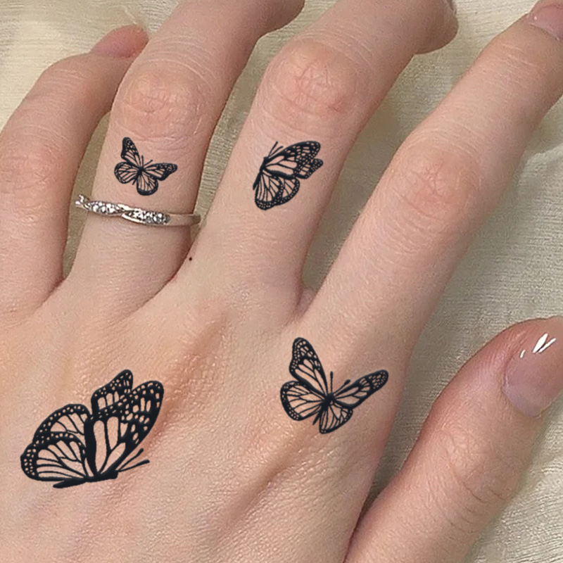 Mariposa, 1 pegatinas de tatuaje temporal impermeables, resistente al agua de larga duración para una a dos semanas, tatuaje falso para hombre y mujer