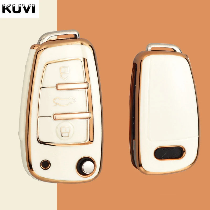 Kuvi TPU funda para llave de coche para Audi A3 A4 B6 B7 B8 A6 C5 C6 RS3 S1 S3 Q3 Q5 Q7 TT Protector soporte sin llave Auto Fob