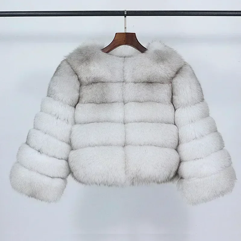 Echten Fuchs Pelzmantel Winter Jacke Frauen Oansatz Dicke Mode 2025, Natürliche Fuchs Pelz Waschbären Oberbekleidung Warme Luxus Weibliche Plus Größe
