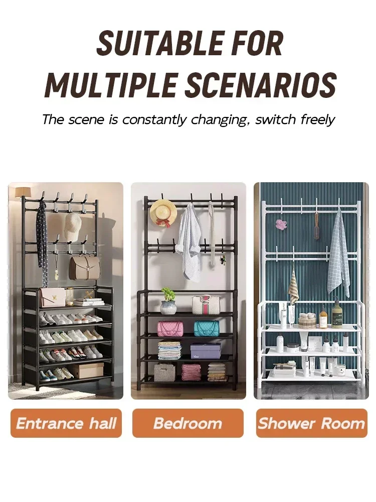 2025 cabides de chapéu de roupas rack de sapato multi-camada rack de sapatos de chão simples e prateleiras de chapéu de carga prateleira organizadora de sala de estar