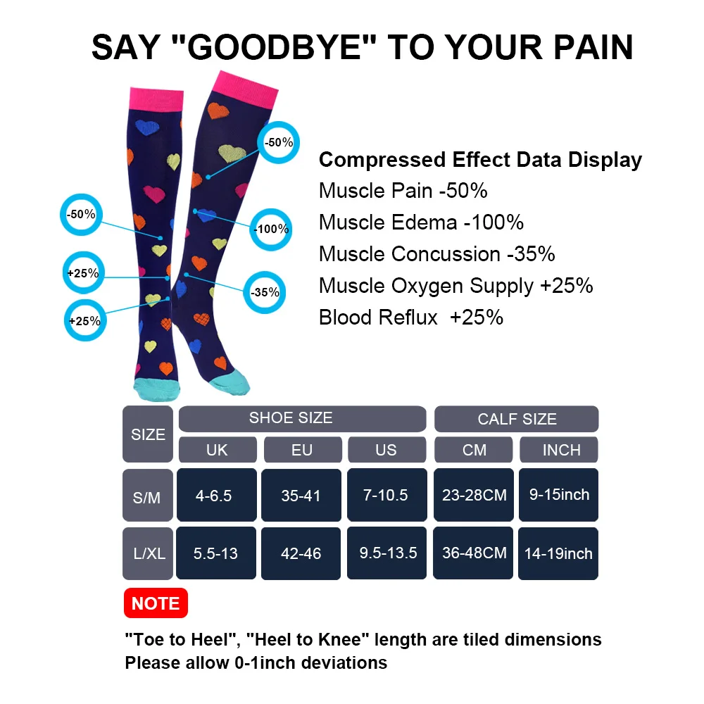 Calcetines de compresión para hombres y mujeres, calcetines médicos para venas varicosas, calcetines de enfermería para correr al aire libre, calcetines deportivos para embarazadas