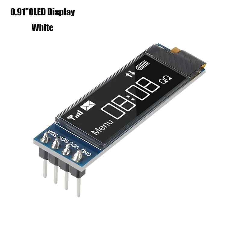 0.91インチ I2C IIC OLED ディスプレイモジュール 128x32 ピクセル ミニ自発光ディスプレイスクリーンボード Arduino プロジェクト用 Raspberry Pi ホワイト