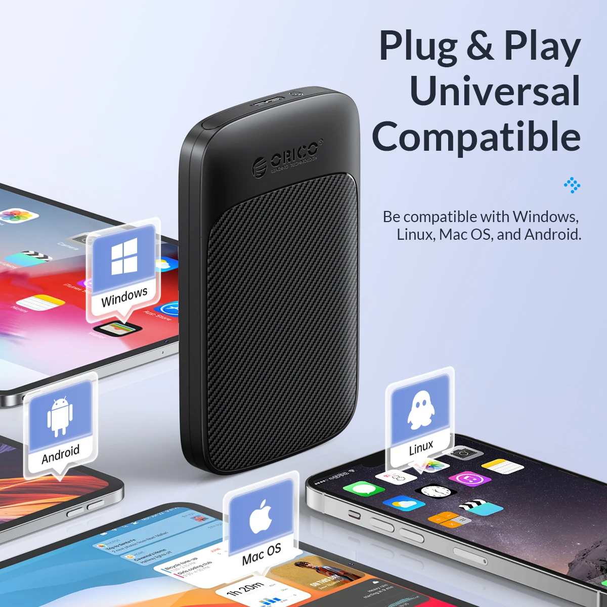 ORICO USB3.1 Корпус для жесткого диска 6 Гбит/с SATA- Type-C HDD SSD Корпус для жесткого диска Поддержка UASP для 7 ~ 9,5 мм 2,5-дюймового SSD/HDD