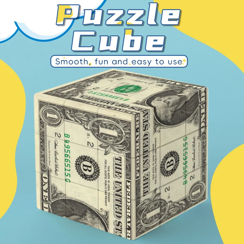 3x3x3 3D Geld in Amerikaanse dollars Leuke Stress Relief Puzzel Professioneel Smooth Speed Game Kinderspeelgoed ifts