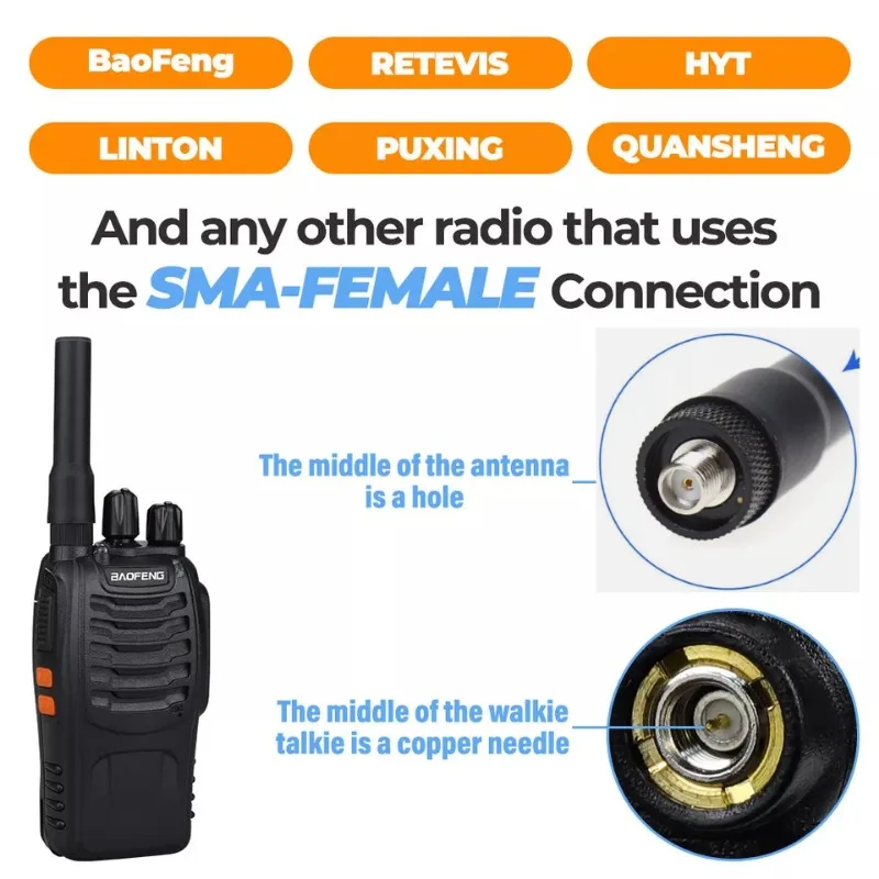 Baofeng-walkie-talkie,メス,bncオス,モバイルハム,SF-20, SMA-F, 144 mhz,430mhz用のソフトデュアルバンドアンテナ