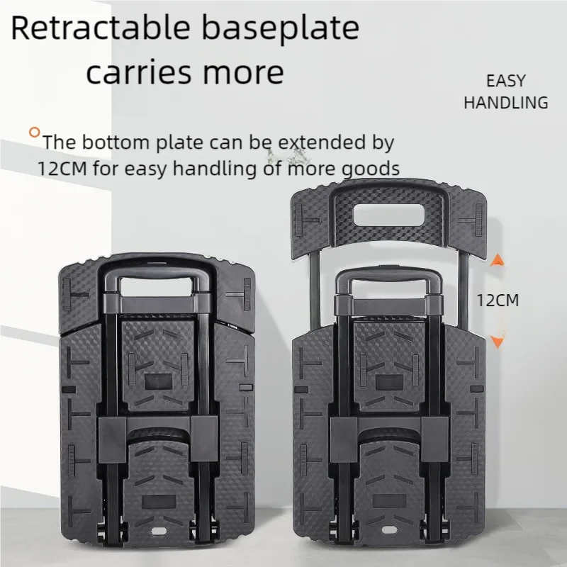 Hand Carts Trolleys Retractable Small Foldable Flatbed Transport Cart Portable, Silent Hand Cargo Cart Material Handling Tools