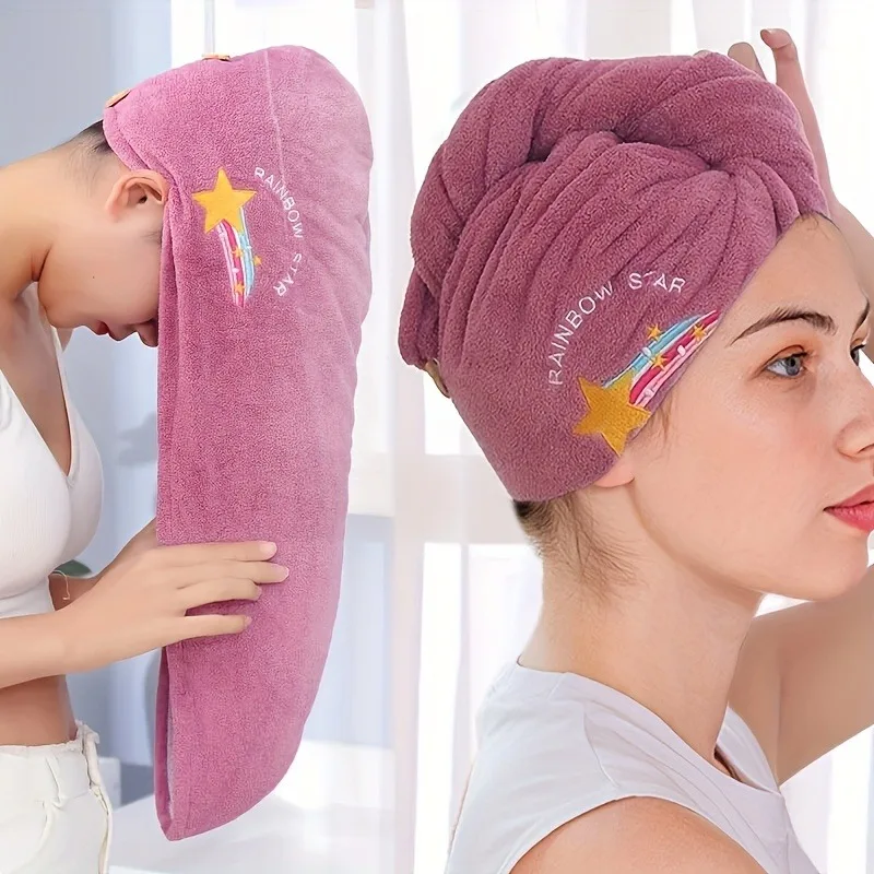 1Pc Droge Hari Cap, Coral Fleece, Polyesler Haardrogen Snelle Handdoek Microfiber Douche Enkele Bandana Cap Dames