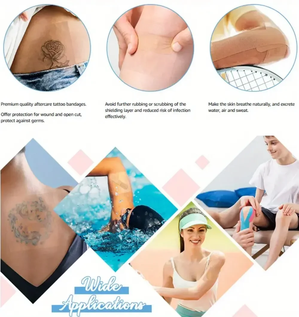 Ataduras adesivas extensíveis transparentes descartáveis à prova d'água do plutônio protege seus tatuagens e chuveiros