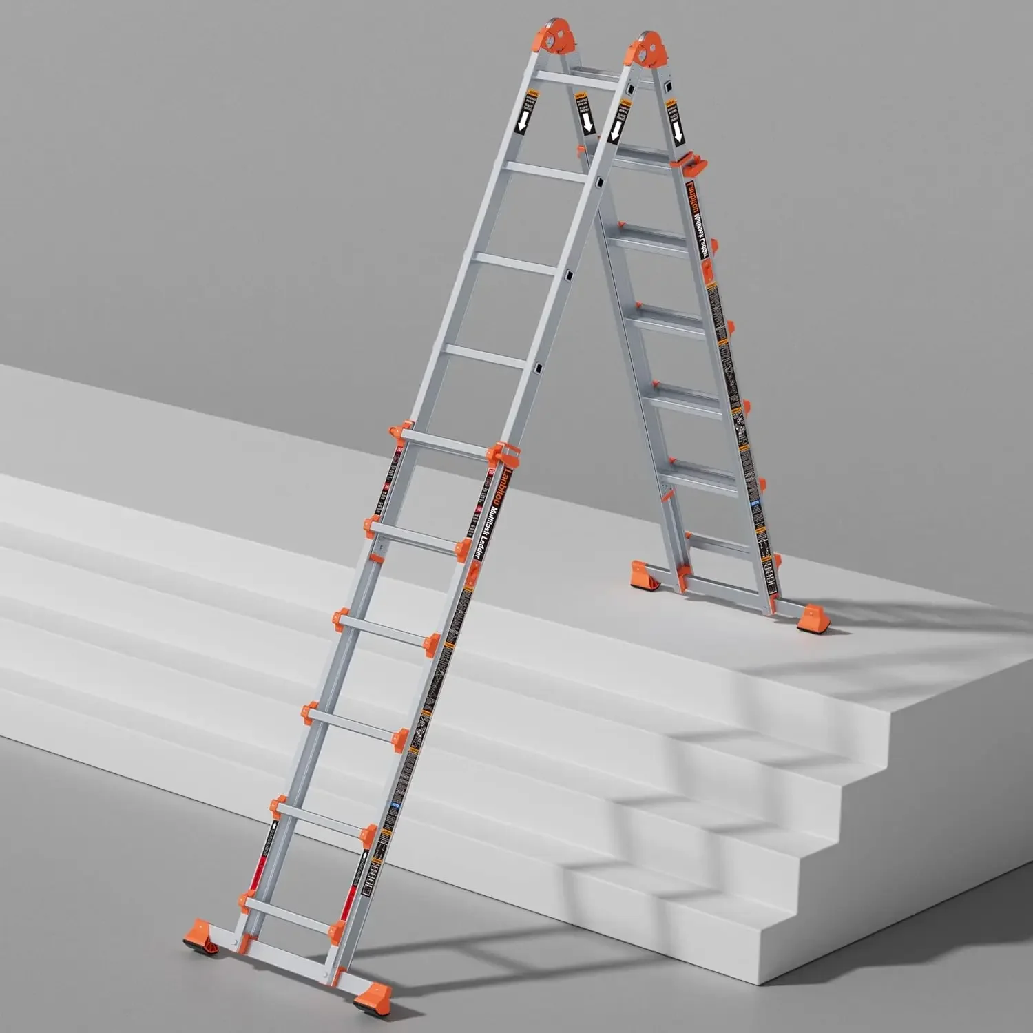 A Frame 6 Step Ladder Extension, 22 Ft Anti-Slip Multi Position Ladder, Storage Folding Ladder, 330 lbs Security Load Te