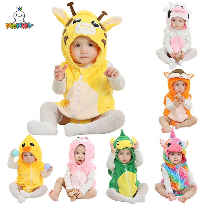 MICHLEY primavera giraffa pagliaccetto del bambino tuta senza maniche vestiti appena nati neonato abbigliamento del bambino pagliaccetto Halloween per ragazza ragazzo