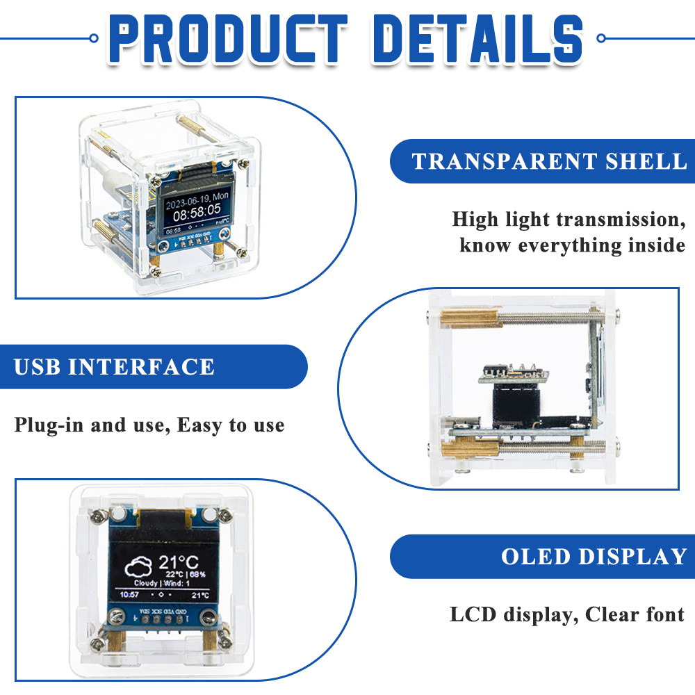 ESP8266 MINI Weather Clock WIFI Digital Clock DIY Soldering Kit Electronic Multifunctional Weather Station