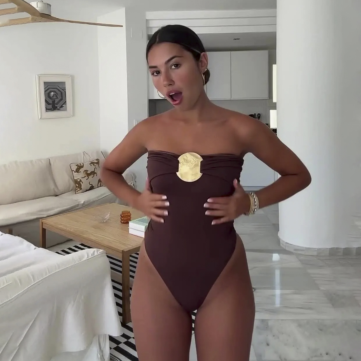 Bañador Sexy de una pieza para mujer, traje de baño femenino, Monokini de banda, ropa de playa, traje de baño de cintura alta 2024