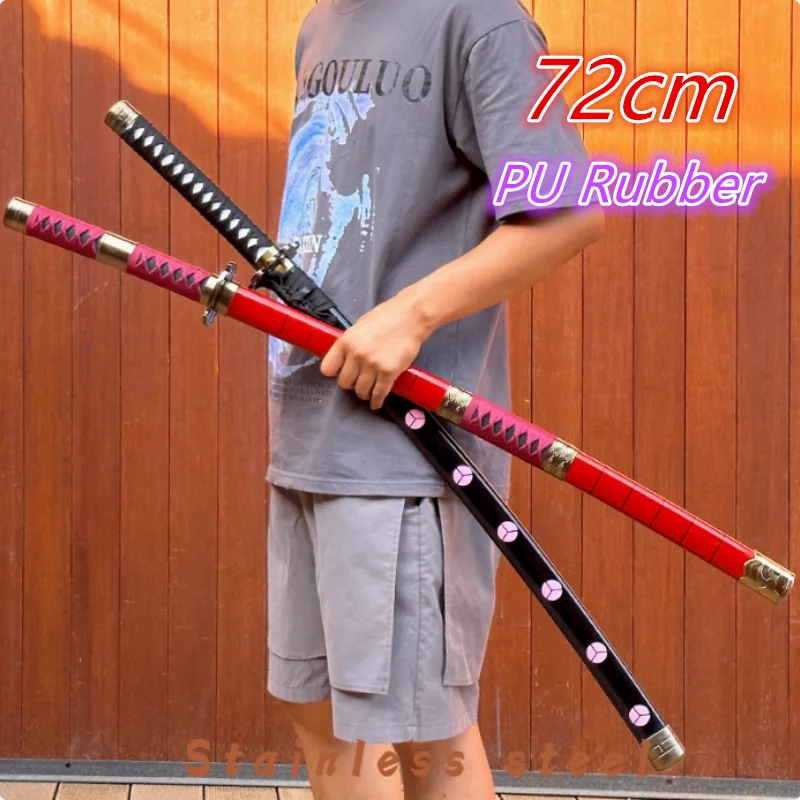 72cm Anime Cosplay Roronoa Zoro Katana Sword PU Sandai Kitetsu Sword  Role Playing Yuki Samurai Props Party toy Sword