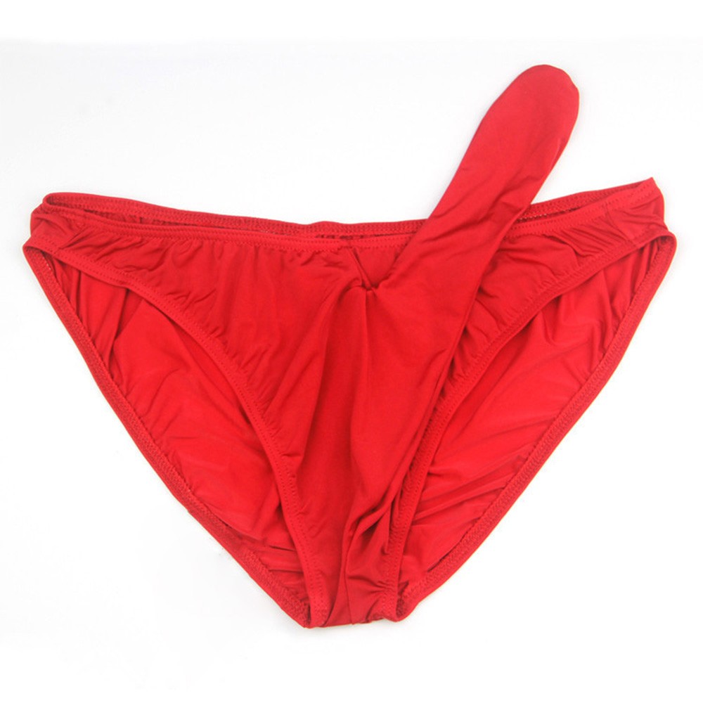 Lencería ultrafina sexi para hombre, calzoncillos sedosos transpirables, bolsa de Bikini con manga, bragas respetuosas con la piel de Color sólido, ropa interior