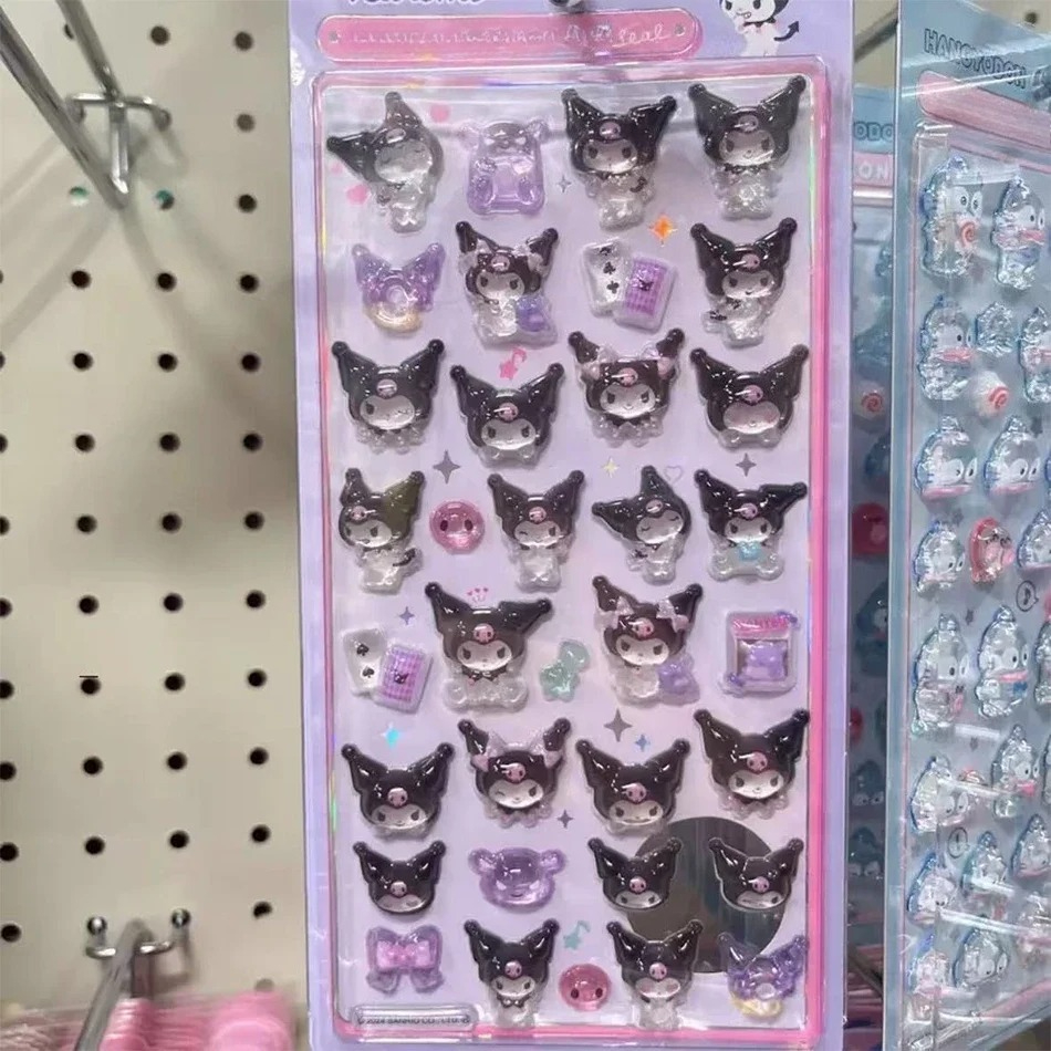 7Style Anime Sanrio Kuromi Hellokitty Hangyodon Cinnamoroll 3D Transparent Jelly Sticker Crystal Decorative Stickers Diy Toy