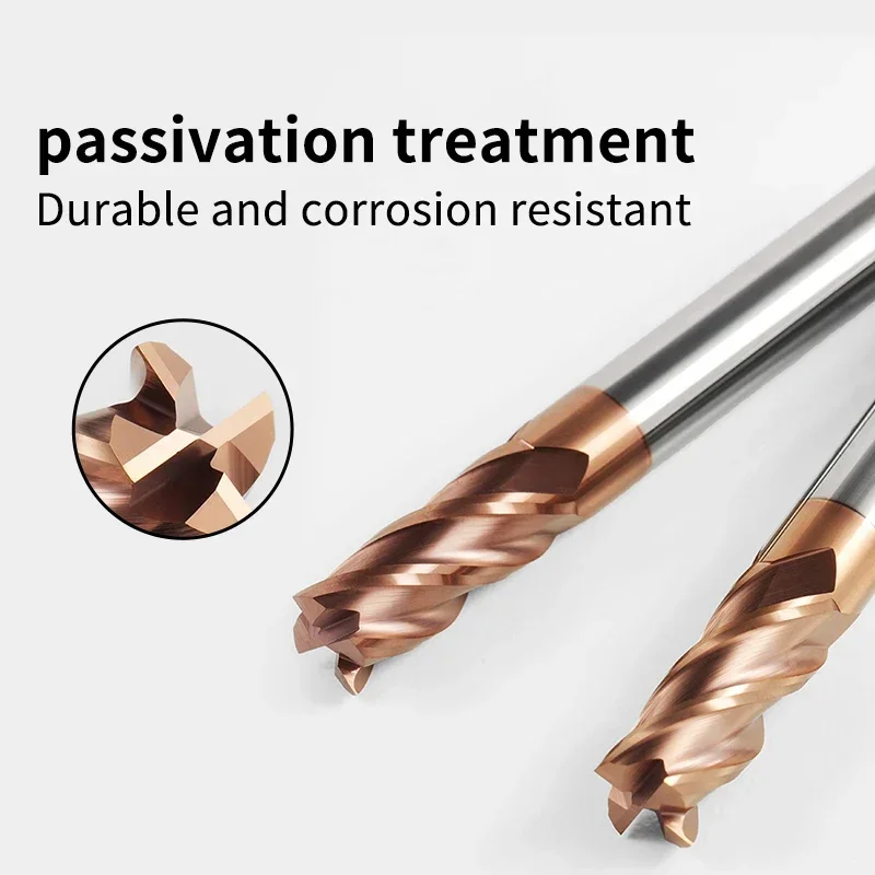 HRC55 คาร์ไบด์ End Mill 4 ขลุ่ยโลหะเหล็กทังสเตนเครื่องตัดโลหะผสมเคลือบตัดเครื่องมือ CNC Maching 1 2 3 4 5 6 7 8 9-20 มม.