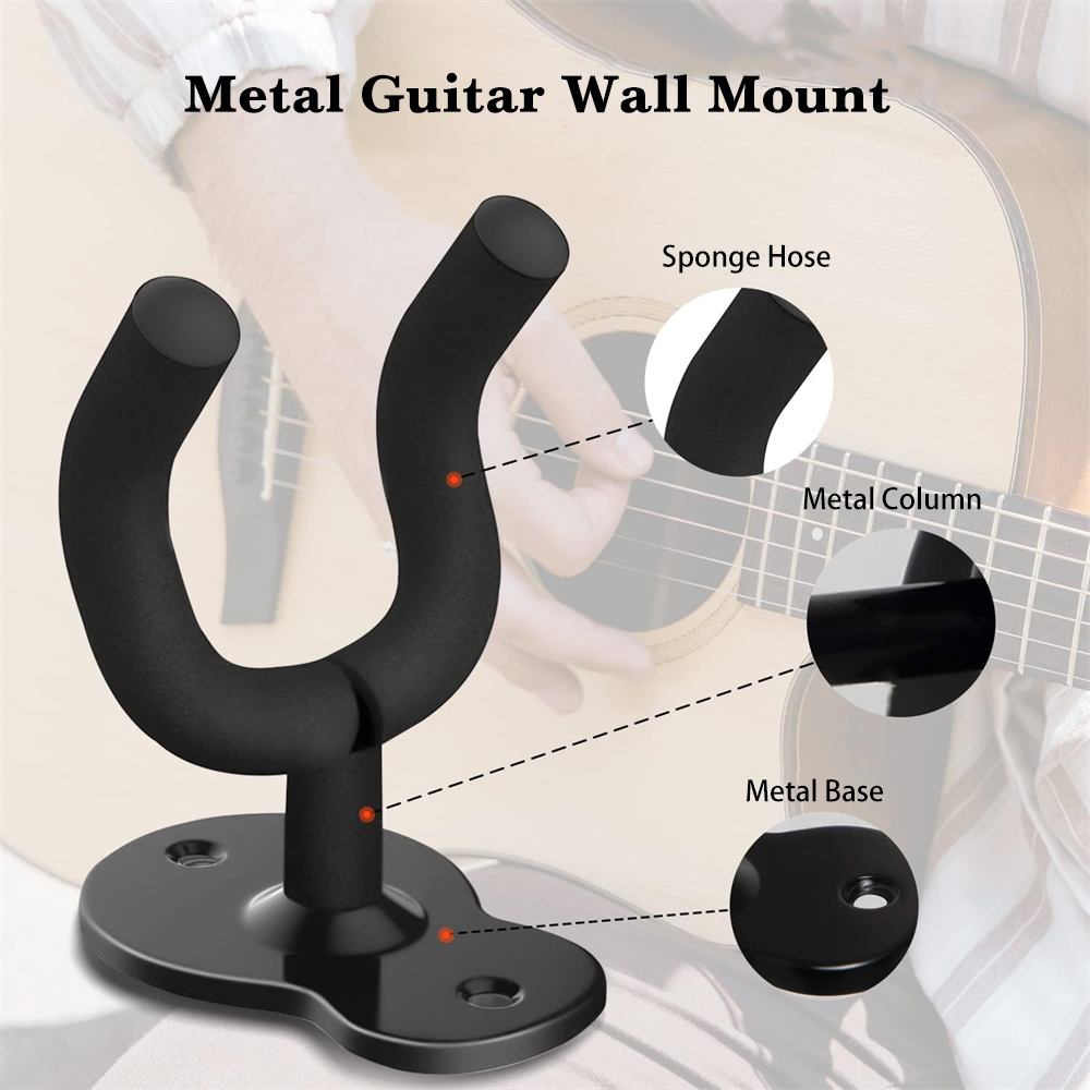 1 Pc Metal U-Vormige Gitaar Wall Mount Stand Hanger Houder Haak Voor Akoestische, Elektrische Gitaar Banjo Bass Cadeau Voor Gitarist